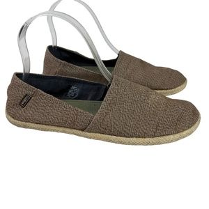 L.L. BEAN Brown Tan Slip On Espadrille Flats Loafers Casual Canvas Shoes sz 7.5